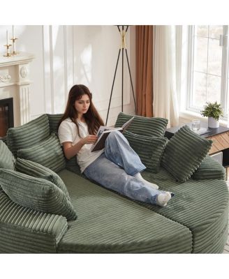 Corduroy Oversized Recliner, Converts to 2 Recliners, Sofa Bed, Neck Pillow