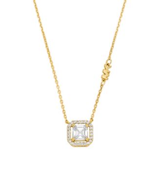 14K Gold Plated Asscher Cut Pendant Necklaces