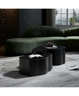  Unique Shape MDF Coffee Table set of 2, No Assembly Required