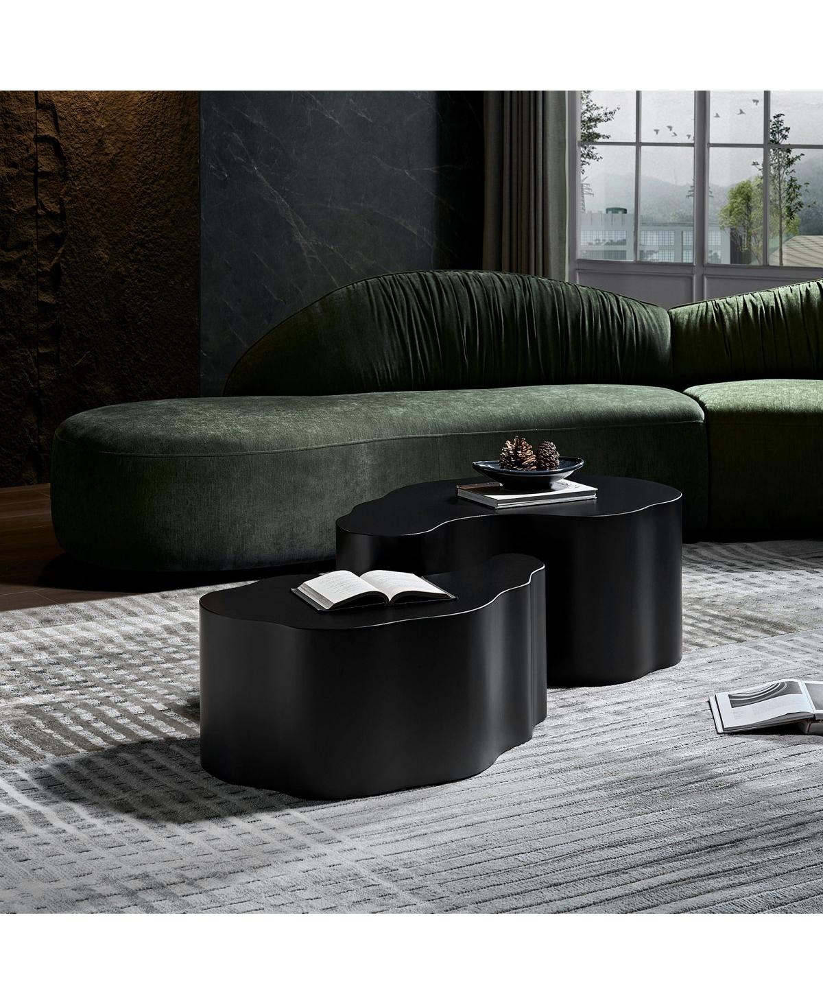 Streamdale Furniture Unique Shape Mdf Coffee Table set of 2, No Assembly Required