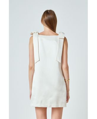 Women's Velvet Satin Bow Mini Dress