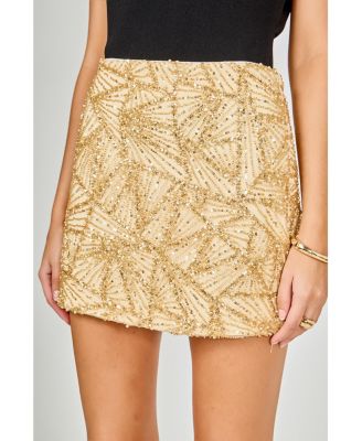 Women's Sequins And Beading Mesh Skirt