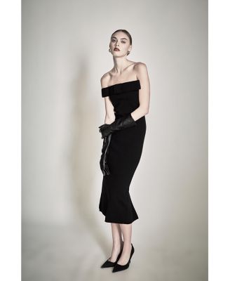 Women's Bow Detailed Tube Midi Knit Dress