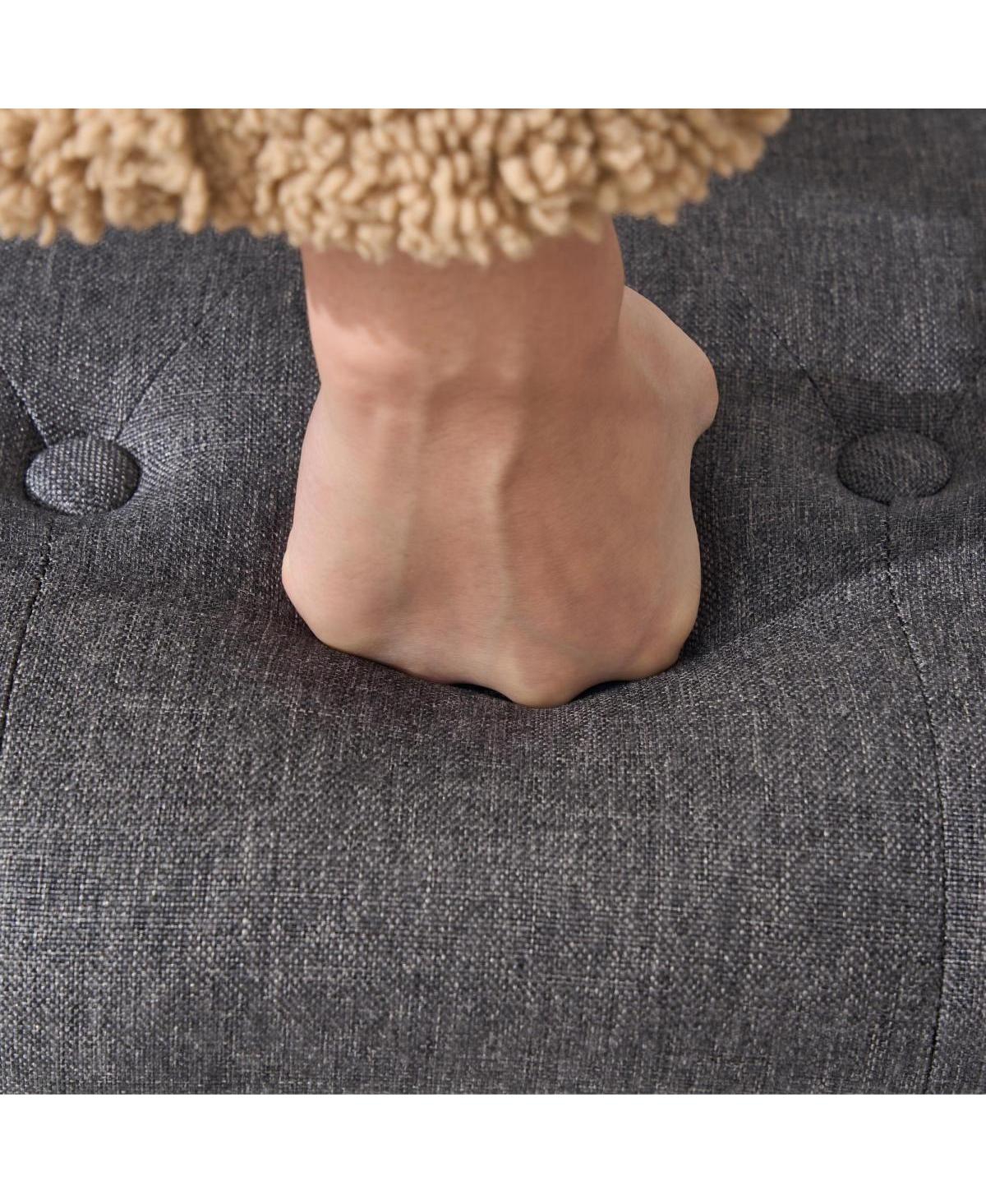 Streamdale Furniture Streamdale 48" Storage Bench for End of Bed, Faux Linen Upholstered Ottoman with Arms, Gray