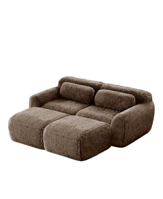 Soft Plush Boneless Sofa with Chaise, No Assembly Required, Chocolate