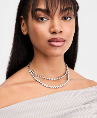 Crystal Layered Collar Necklace, 16" + 3" extender