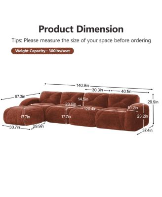 L-Shaped Velvet Tufted Sofa with Movable Ottoman