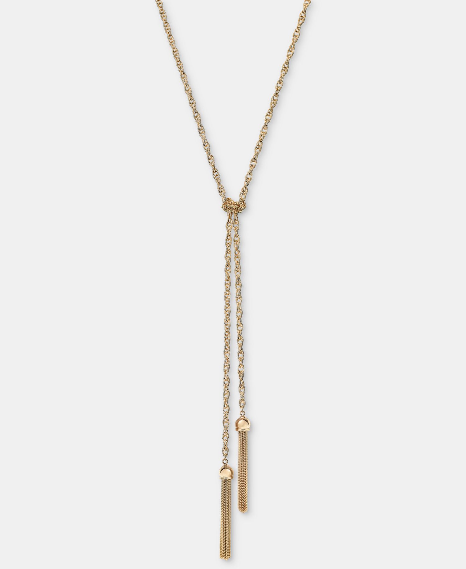 Chain Tassel Lariat Necklace, 28" + 3" extender