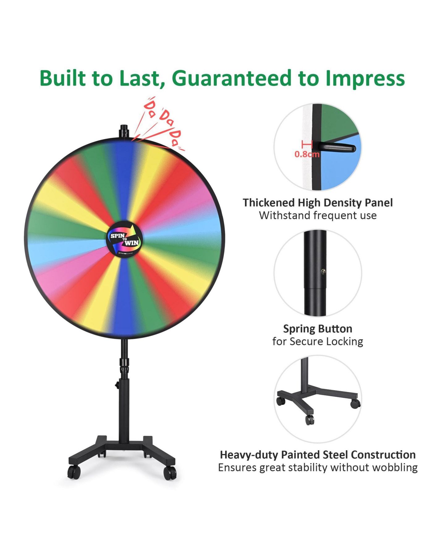 Детская игрушка WinSpin 48" Spinning Prize Wheel with Mobile Base, от 14 лет, цвет: Natrual — фото 4