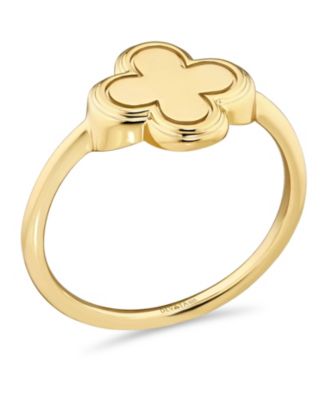 Contour-lined Clover Ring in Gold Plated Sterling Silver, Size 6