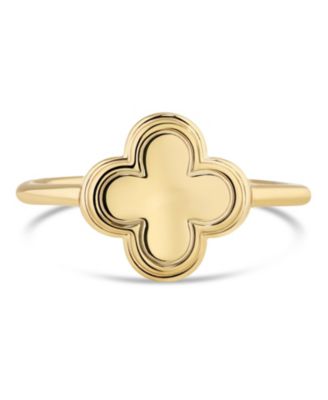Contour-lined Clover Ring in Gold Plated Sterling Silver, Size 6