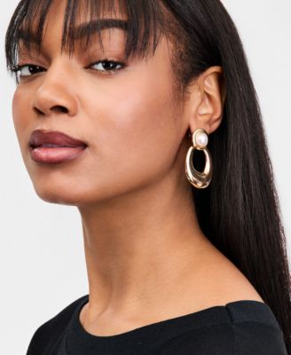 Imitation Pearl Open Drop Earrings