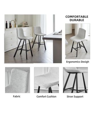 Modern Fabric Bar Stool with Metal Legs