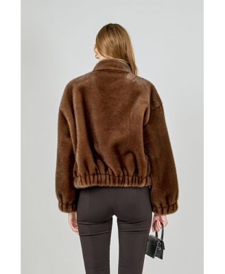 Women's Faux Fur Bomber Jacket