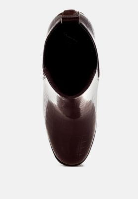 Women's Foxy Faux Leather Croc Chelsea Boots