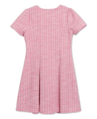 Girls' 7-16 Square Neck Short-Sleeve Dress