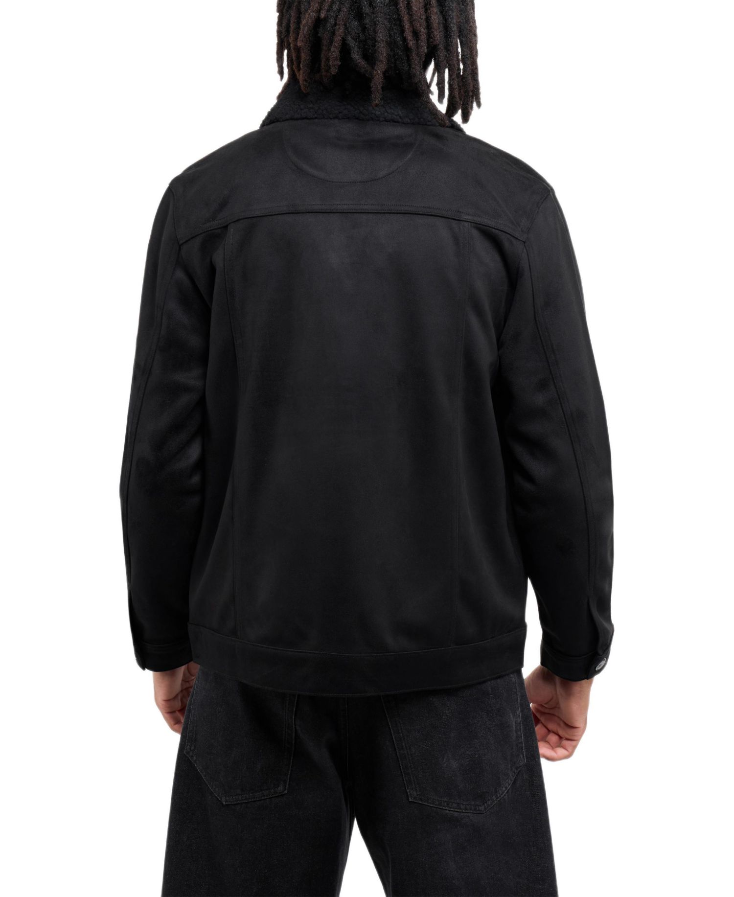Men's Faux Suede Jacket With Faux Fur Collar