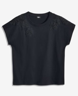 Women's Lace-Trim Cotton T-Shirt
