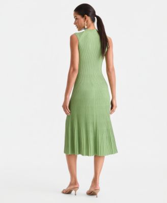 Women's Sleeveless Metallic Rib-Knit Sweater Dress