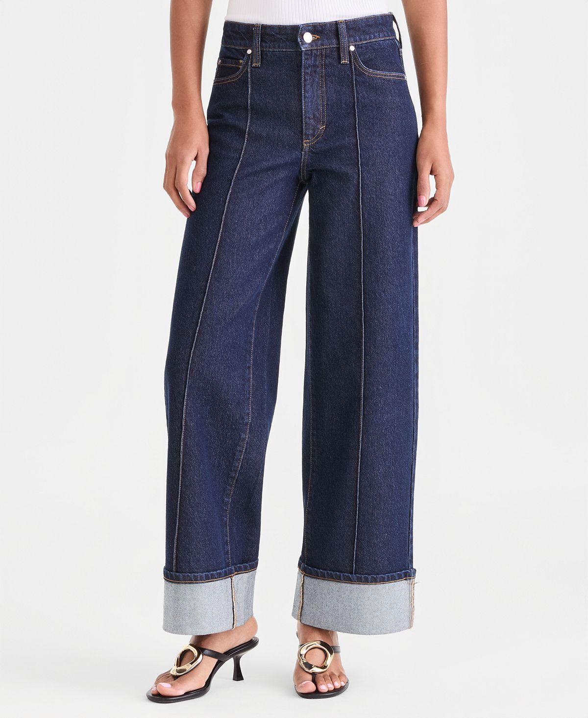 I.N.C. International Concepts Women's High-Rise Cuffed Wide-Leg Jeans, Macy's Exclusive view 1 — MAYCSS fashion products