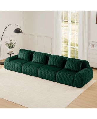 Modern Modular Sectional Sofa, Flannelette, Oversized 4-Seater