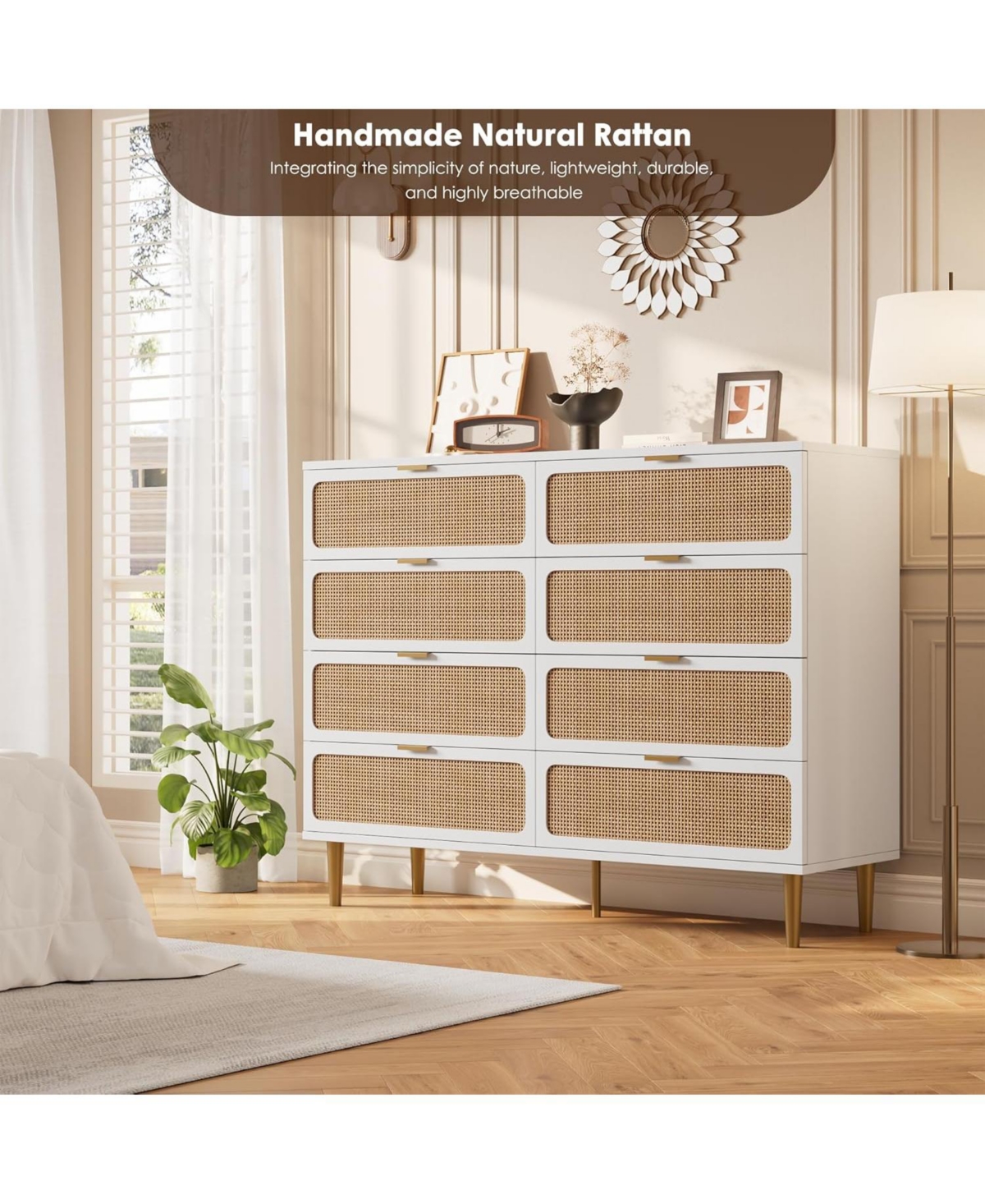 gaomon Rattan Drawer Dresser for Bedroom