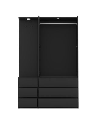 Wardrobe Closet 71.7" H, 2 Doors 6 Drawers