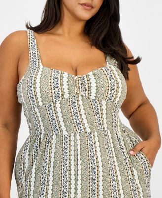 Trendy Plus Size Printed Sleeveless Jumpsuit