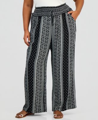 Trendy Plus Size Pull-On Wide-Leg Pants