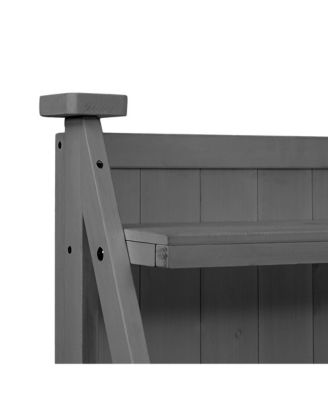 65 Inch Fir Wood Potting Bench with Drawer and Cabinet Storage