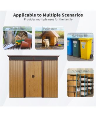 Mondawe 8ftx6ft Outdoor Metal Storage Shed with Window,Transparent plate and lockable sliding door