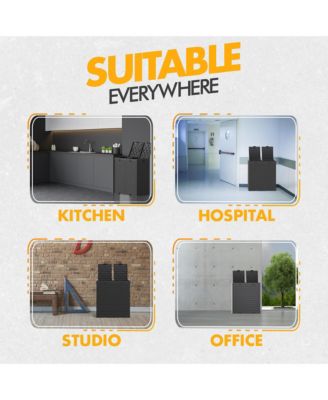 62 GAL Outdoor Resin Trash Bins with Dual Compartment,Lid and Drip Tray