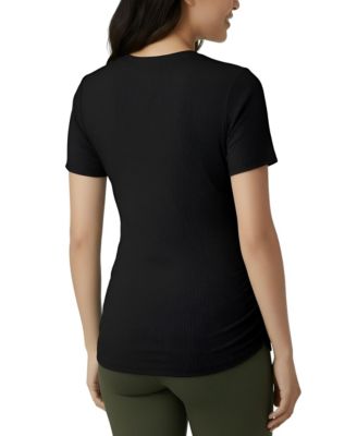 Women's Women's Crew Neck Side-Ruched Maternity Short Sleeve Top - Motherhood Maternity