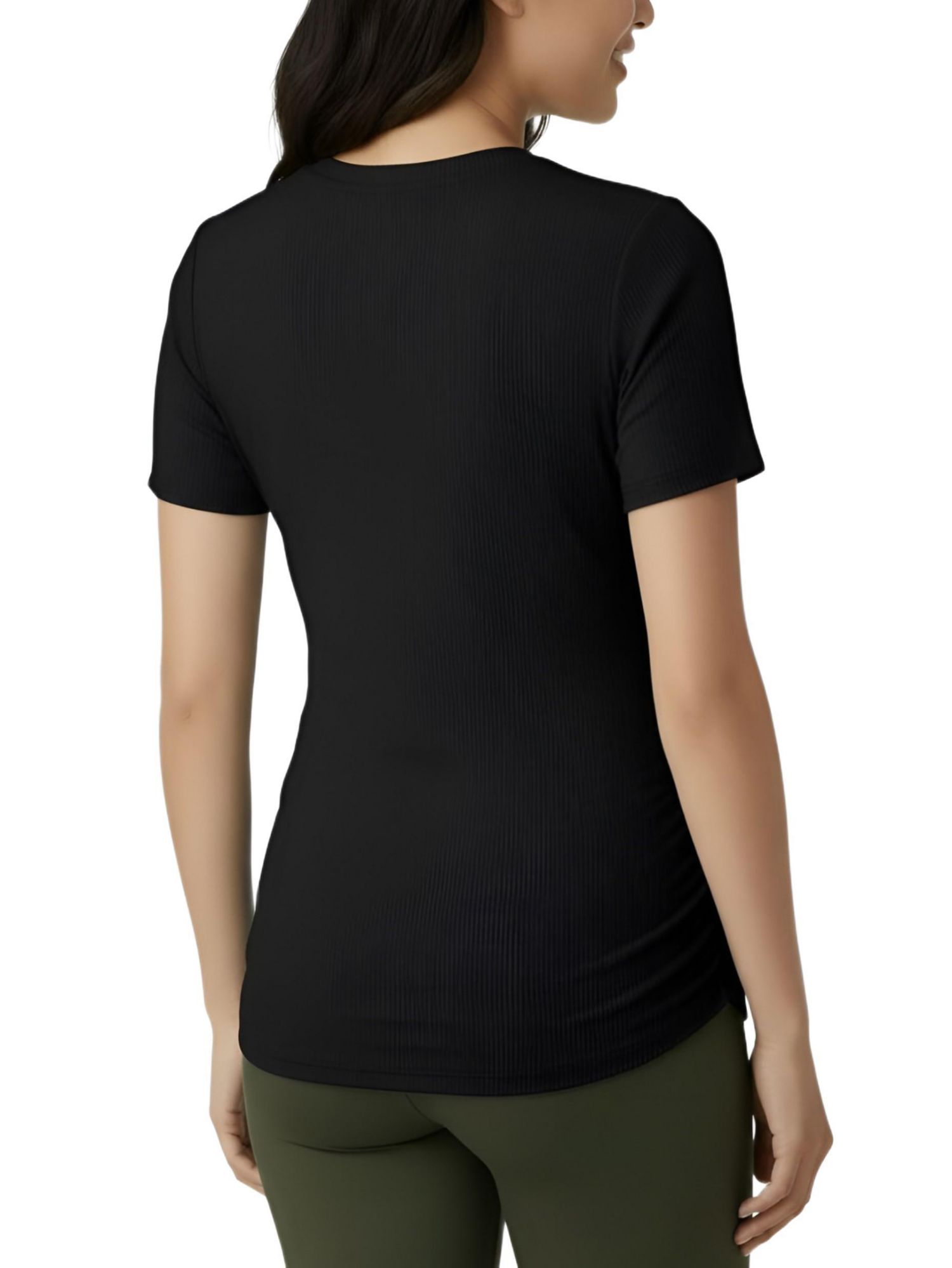 Women's Motherhood Crew Neck Side-Ruched Short Sleeve Top