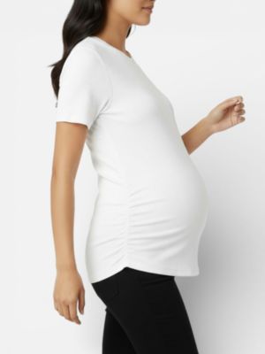 Women's Women's Crew Neck Side-Ruched Maternity Short Sleeve Top - Motherhood Maternity