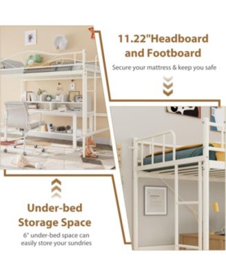 Loft Bed Twin Size with Removable Ladder & Full Safety Guardrail, Twin Loft Bed Heavy-Duty Metal Frame 400 Lbs Weight Capacity, No Box