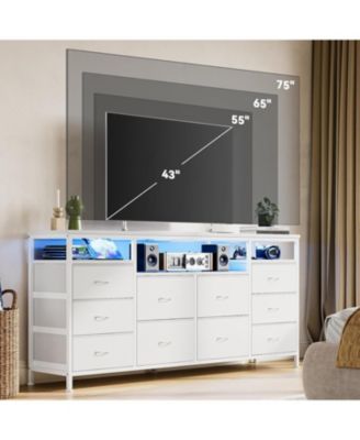 63.3" Wide 10-Drawer Dresser TV Stand for Bedroom and Living Room