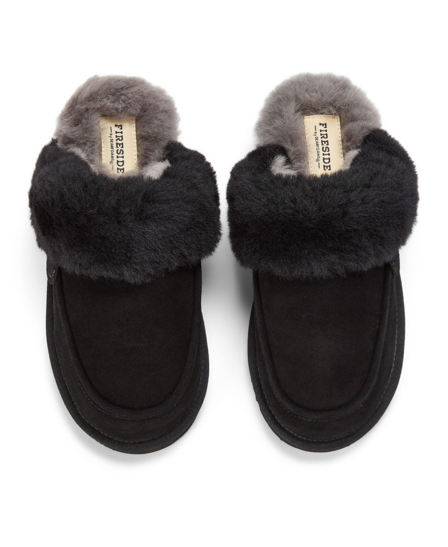 Женские тапочки Dearfoams Melville Genuine Shearling Scuff Slipper, цвет: Чёрный — фото 3