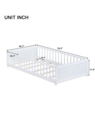 Twin size Floor Platform Bed with Built-in Book Rack