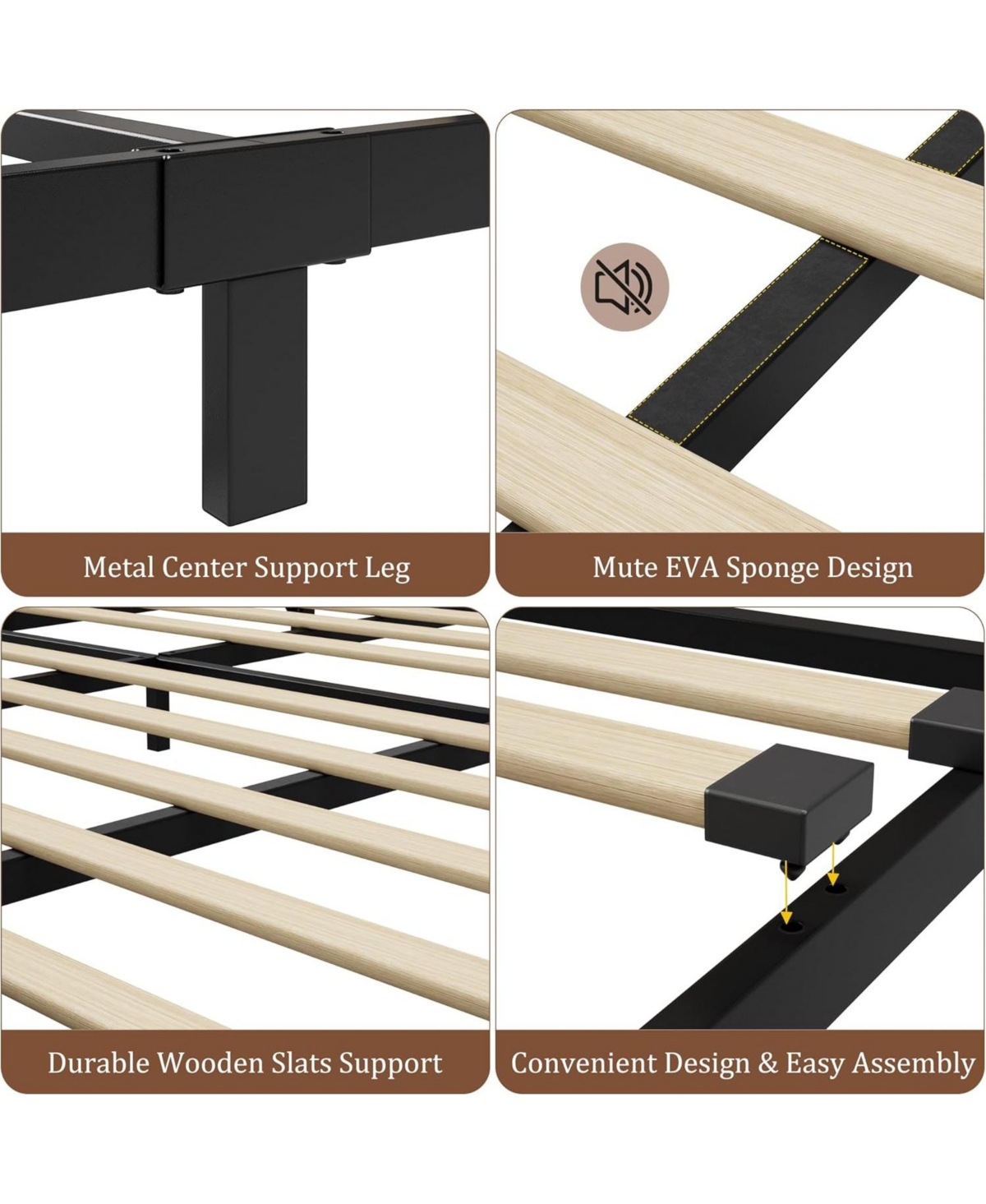 Gaomon Bed Frame with Wood Headboard and Footboard, with Under Bed Storage, No Box Spring Needed, Easy Assembly