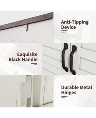 72" Farmhouse Coffee Bar Cabinet, Buffet Sideboard with Storage Drawers and Glass Doors for Kitchen or Dining Room, White