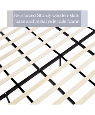 Carmen King Upholstered Wingback Bed - No Box Spring Needed