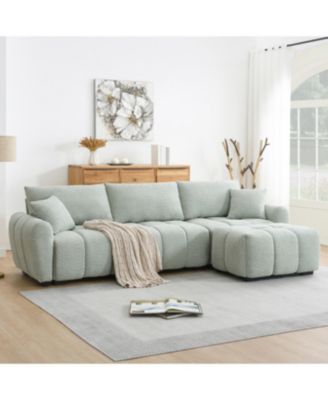 110" Modular Sectional Sofa, L-Shape, Extra-Large Seat, Movable Ottoman, Boucle Fabric
