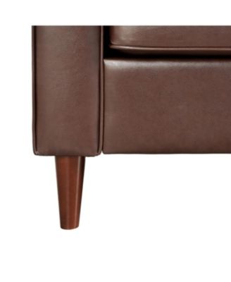 Streamdale Mirod Mid-Century Modern PU Leather 3-Seat Sofa with Solid Wood Legs