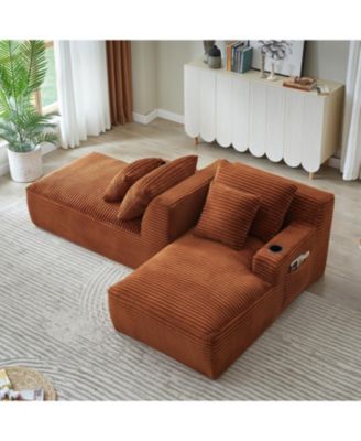 Compressible Double Chaise Lounge Sleeper Loveseat