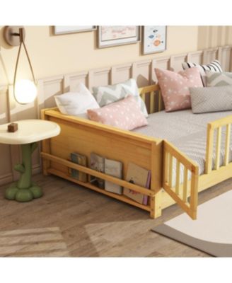 Twin Size Floor Bed with Book Rack and Door