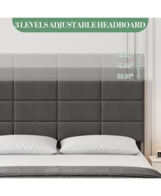 Upholstered Full Bed Frame with Adjustable Headboard, Linen Upholstered Platform Bed, No Box Spring Needed, 700Lbs Strong Metal Support