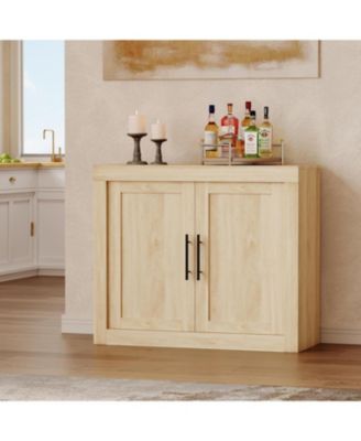 35.4" Sideboard Buffet Cabinet with 2 Doors, Farmhouse Modern Coffee Bar Credenza