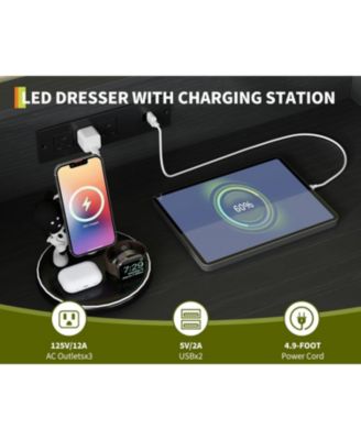 9-Drawer Tall Dresser with RGB Lights & Charging Station, App-Controlled LED Wooden Storage Chest