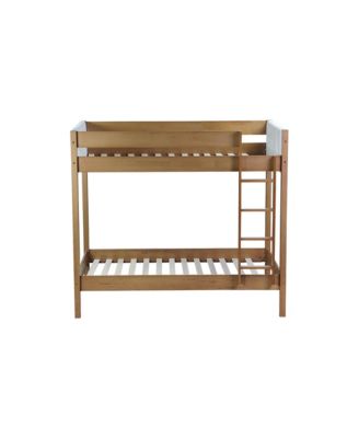 Upholstered Twin-over-Twin Bunk Bed with Ladder and Safety Rails